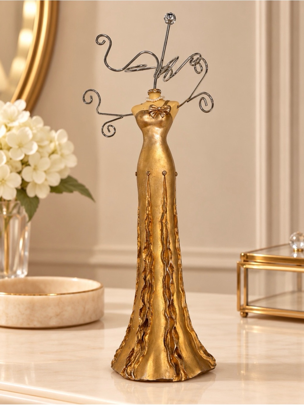 Gold Dress Form Jewelry Stand
